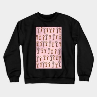 keys on pink floral wallpaper Crewneck Sweatshirt